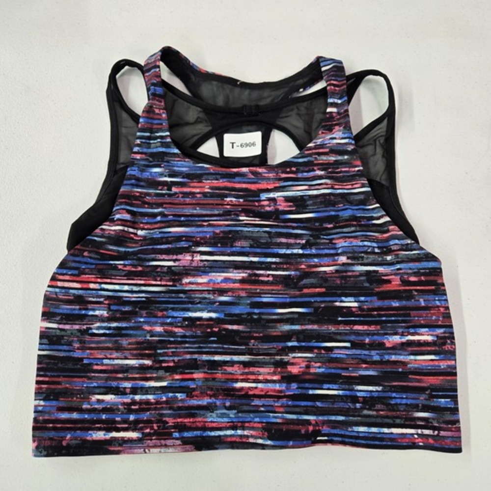 Lululemon Women Sports Bra 6 Blue Break Free Tank Night Tide Mesh